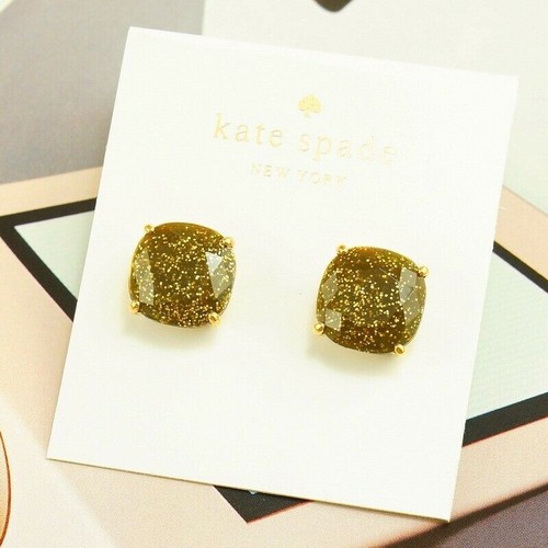 Neu mit Etikett Kate Spade quadratische Ohrstecker goldfarben Glitzer 38 $