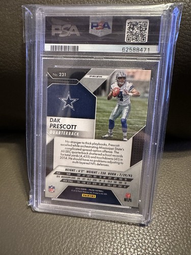 2016 Prizm Silver RC Dak Prescott Card #231 PSA 9 Mint Dallas Cowboys Rookie🔥🔥 - Bild 2 von 2