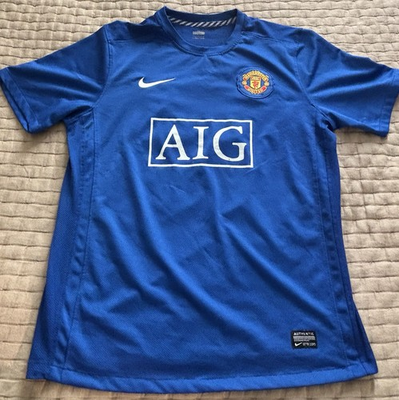 #ad #ad Nemanja Vidic 2008 09 Manchester United Nike Third Jersey #15 Blue Size Large $50.00