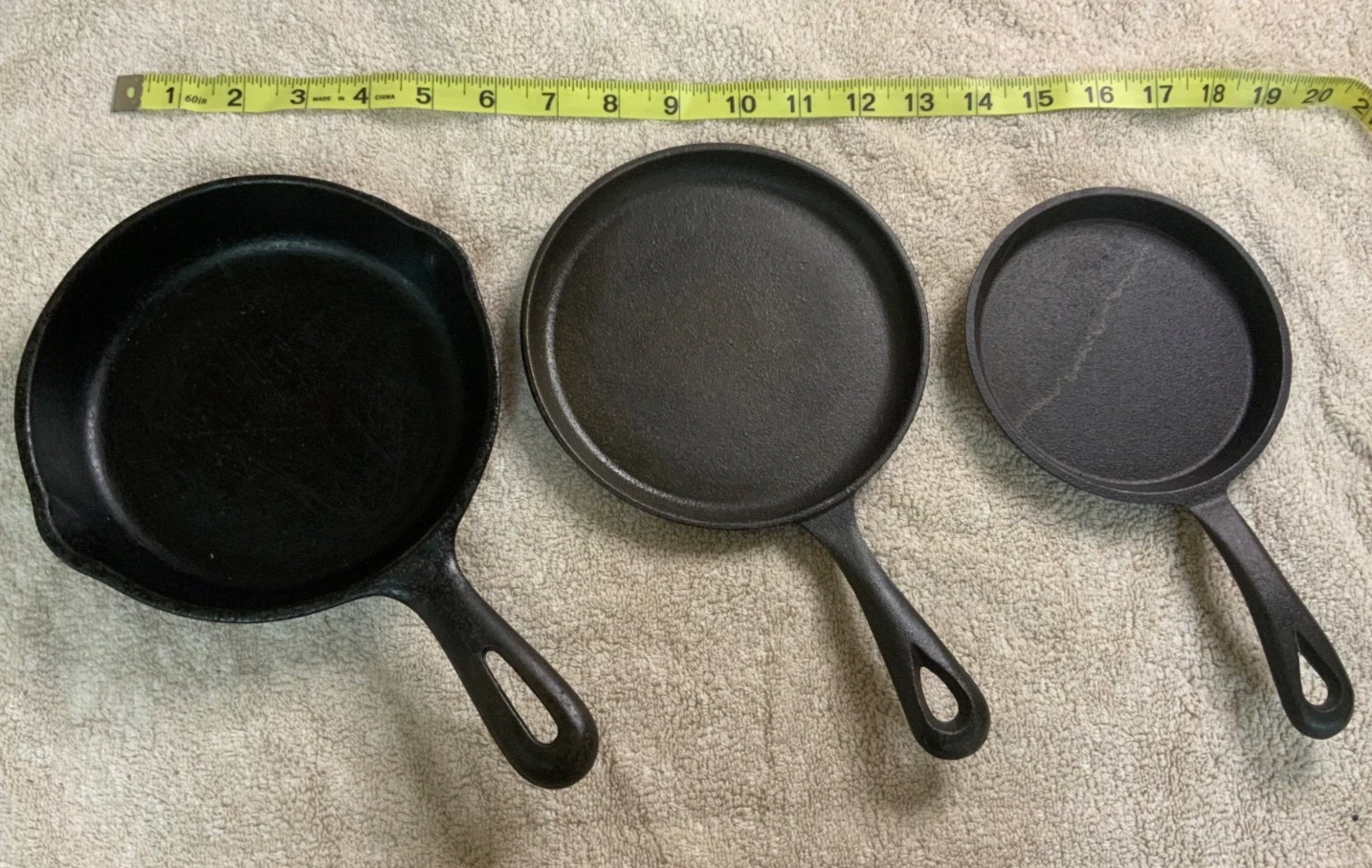 Cast Iron - 6.5" Skillet, 6.5" Shallow Skillet, 5" Shallow Skillet