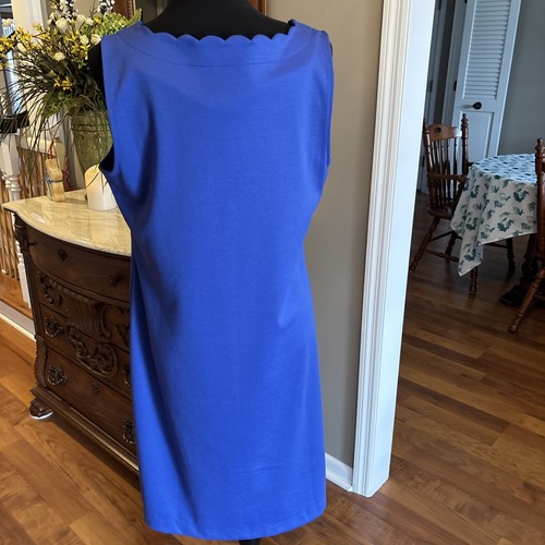 TALBOTS Women's M-Blue sleeveless stretch shirt sheath dress knee length - Picture 3 of 6