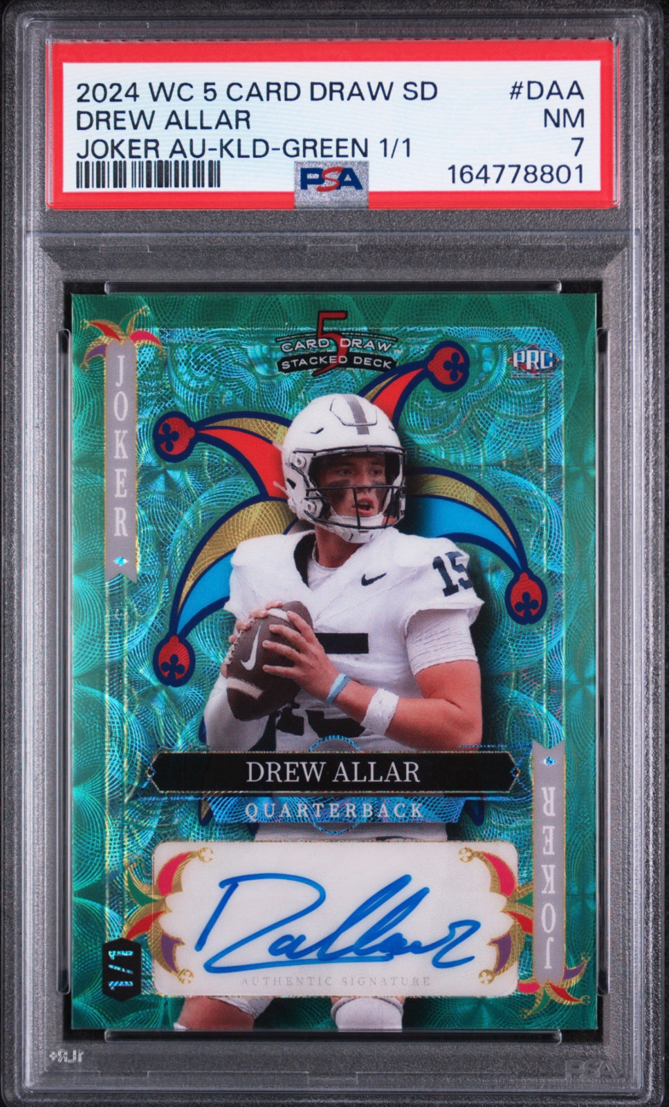 2024 WILD CARD DREW ALLAR 1/1 AUTO PSA POP 1 STEELERS ELITE 6'6 RODGERS PRODIGY