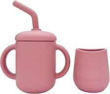 Silicone Training Cups - Drinking Training Straw Cup Open Weaning Cup for