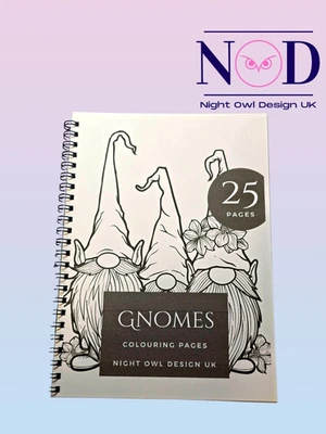 NIGHT OWL DESIGN UK Gnomes Colouring Book