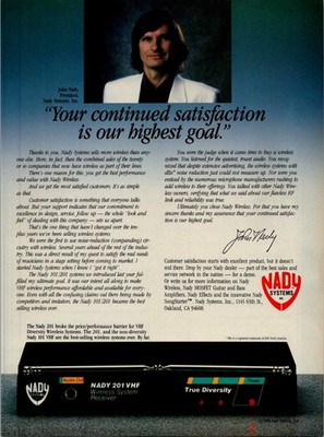 1989   NADY 201 VHF Wireless System  Print Ad   1980's Guitar FA-17