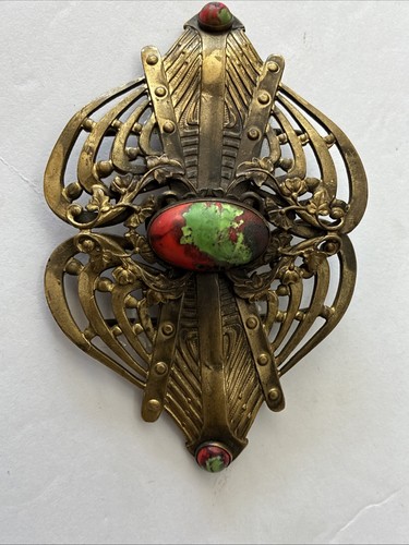 Vintage Jugendstil Jugendglas Bronze Gürtelschnalle - Bild 5 von 9