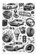 10 sticker sheets uncut car themed stickers