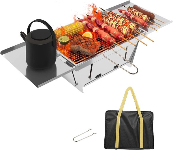 Klappgrill Holzkohle Edelstahl Tragbar Camping Bbq 65X25 Cm Picknickgrill-image