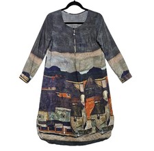 QILI Stylewe 100% Silk Shift Dress Womens L Crepe de Chine Lightweight Scoop 