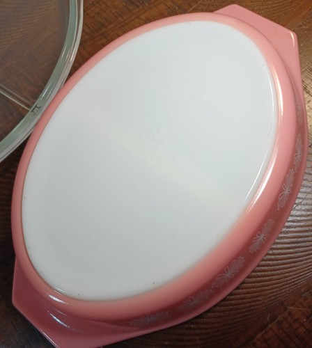 Vtg Pyrex Pink Daisy Divided Oval 1.5qt Casserole Dish Baker with Lid Exc Cond - Bild 13 von 16
