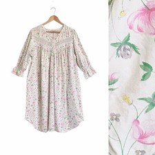 Vtg Victoria s Secret Gold Label Floral Cotton Grandma Nightgown Pockets Large