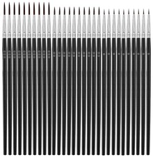 Anezus Tiny Detail Paint Brushes 30 Pcs Fine Set Small, Black