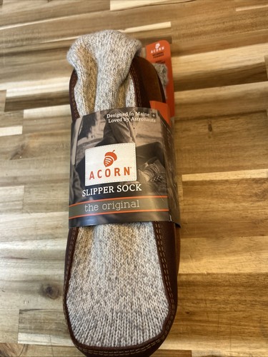 Acorn Original Slipper Socks Light Gray Knit Men's 10.5-11.5