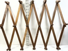 Colgador de pared acordeón de madera vintage, 16 ganchos de clavija, perchero, montado en la pared