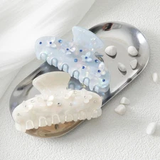 HAIMEIKANG 2Pcs Acrylic Flower Hair Claw Clips - Large for Women, Strong Hold...