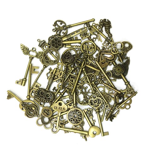 69pcs Mixed Skeleton Keys Unique Shapes Hollow Carved Shapes Retro Party Gifts - Picture 6 of 9
