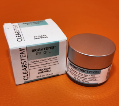 Clear Stem Brighteyes Renewing Eye Gel Peptides Aloe Stem Cells 0.6 oz Jar New
