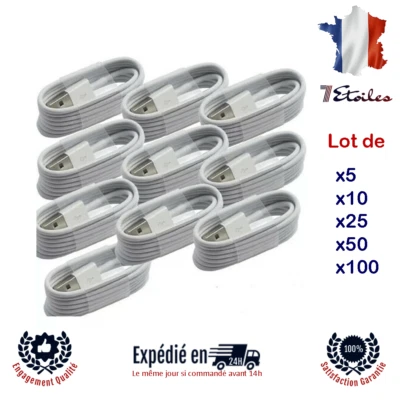 Lot De Câble Chargeur Pour iPhone Cordon USB Data Sync 1M Blanc - Photo 1/3