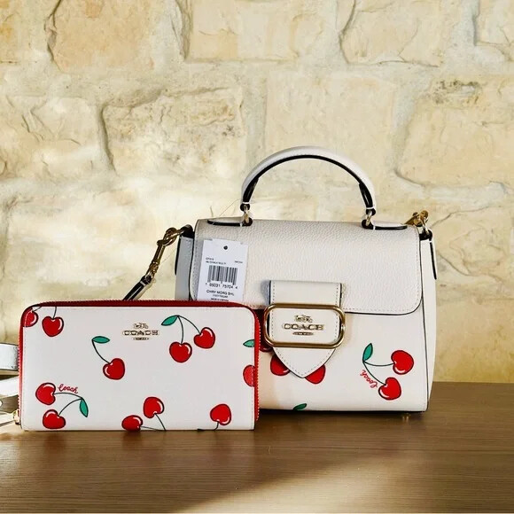 COACH Morgan Top Handle Cherry leather Satchel Bag/Wallet Option NWT Authentic