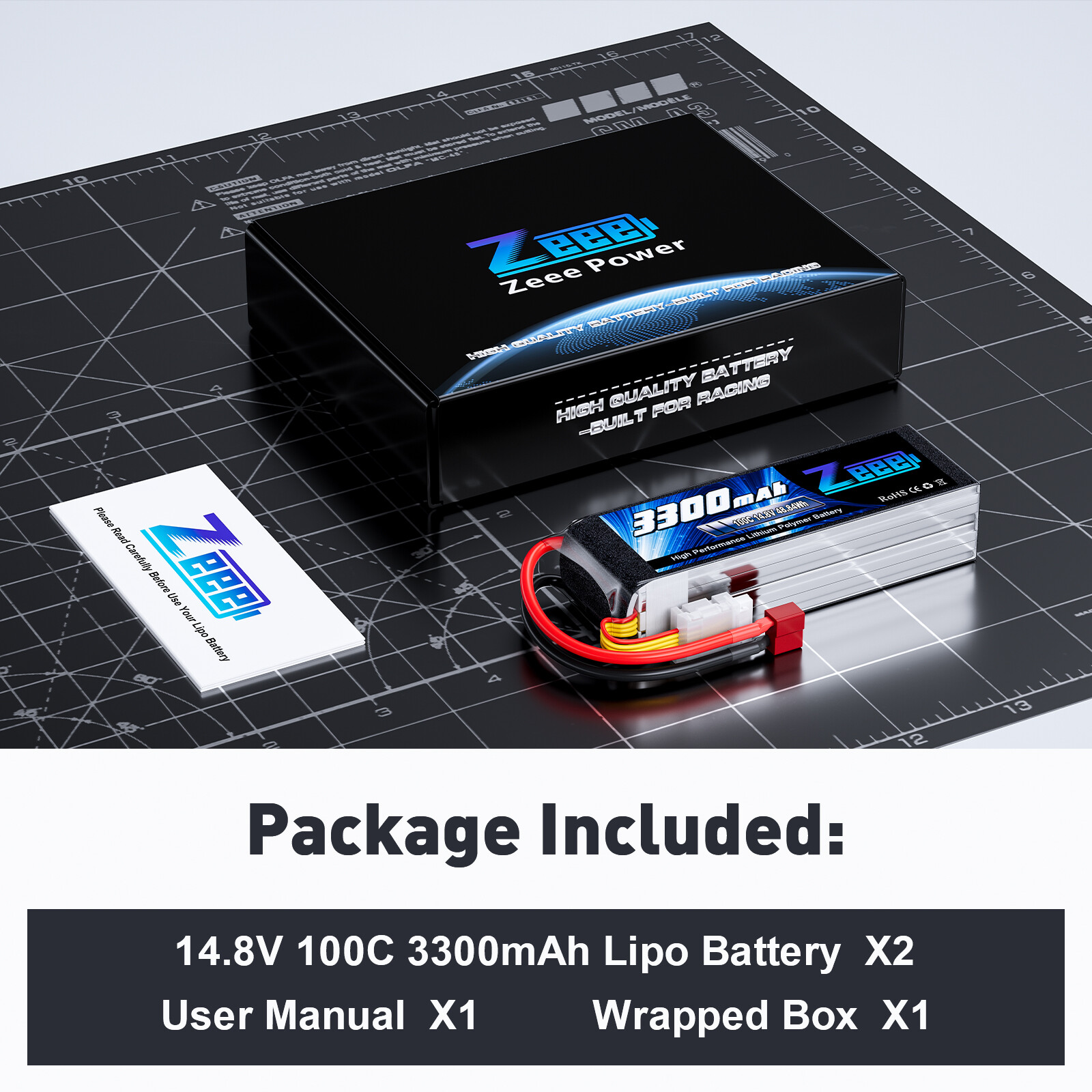 2xZeee 4S Lipo Battery 3300mAh 14.8V 100C T Plug for RC Car Heli Plane UAV Drone