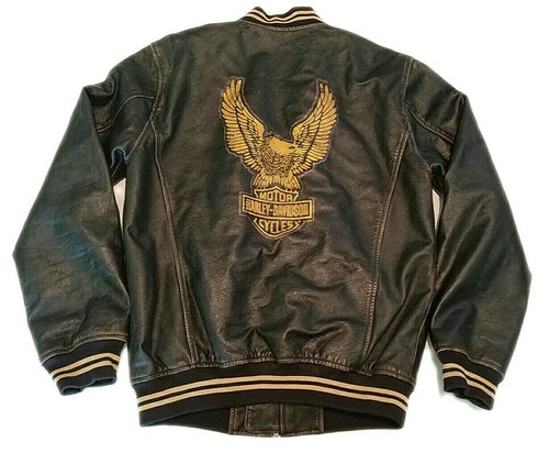Giacca vintage in pelle Harley Davidson anni '60 anni '70 raro logo aquila cerniera talon M - Foto 3 di 7