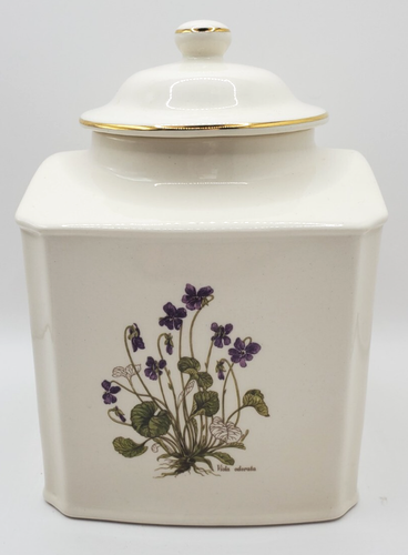 Vintage Mason's Ironstone Tea Jar Canister Made In England Purple Flowers - Picture 3 of 11