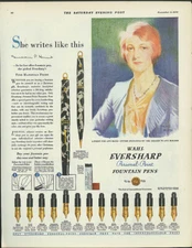 She writes like this Wahl Eversharp Personal Point Fountain Pens ad 1930