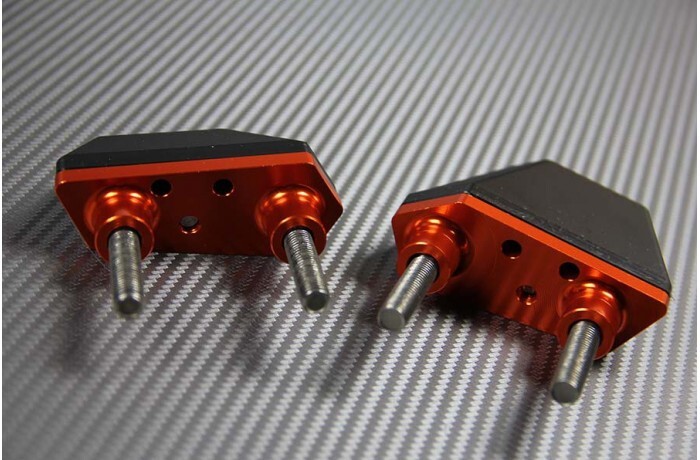 Kit anti-chute orange Kawasaki Z750R pour protéger le carter moteur des fissures