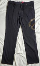 V Cristina Black Pant Women's Jeans Golden Snake Embellished Mid Rise Size 14