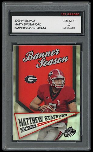 MATTHEW STAFFORD 2009 PRESS PASS BANNER SEASON 1ST GRADED 10 ROOKIE CARD RC - Picture 1 of 1