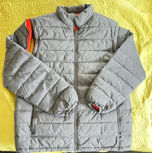 Men’s BKE Vintage Gray Puffer Jacket Removable Sleeves Marty McFly Vest - Picture 3 of 13