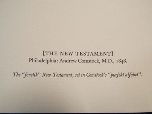 1848 "Fonetik" New Testament Leaf by Andrew Comstock - Philadelphia