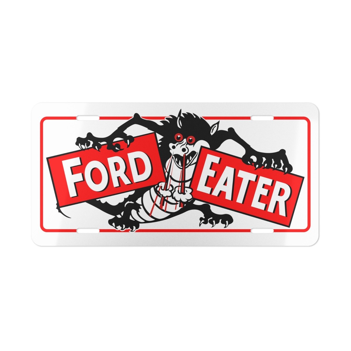 1960s Vintage Style Hot Rod Ford Eater Novelty License Plate Red