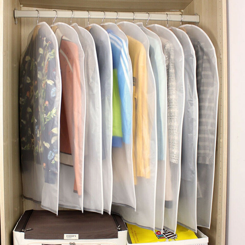 Clear Garment Bags Zipper Garment Bags Storage Clothes Cover Bag Suit