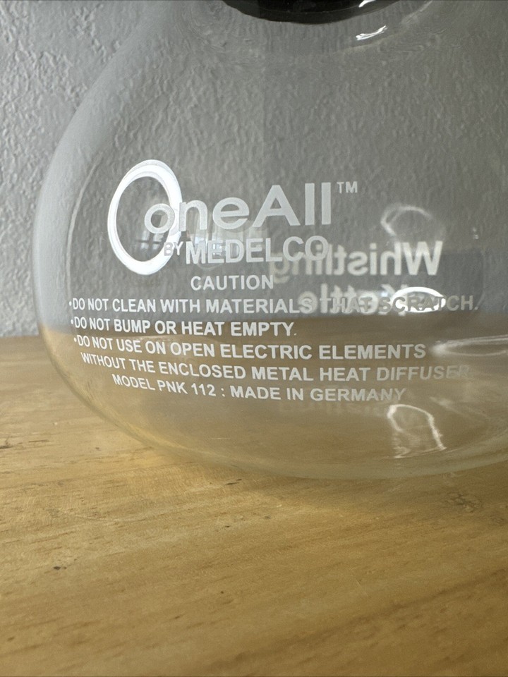 Café Brew Glass 12 Cup Stove Top Whistling Tea KettleMedelco/Schott