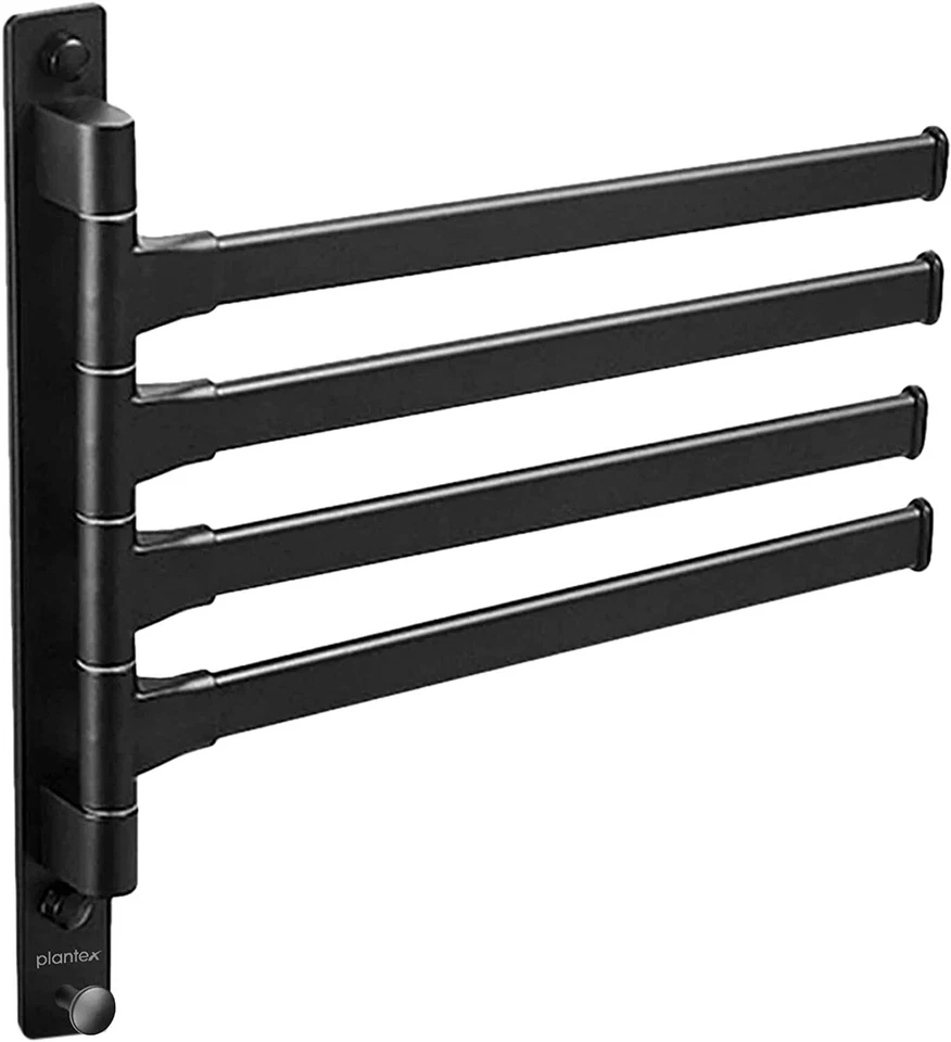 Appendi Asciugamani Da Bagno A 4 Bracci In Alluminio Nero - Immagine 3 di 4