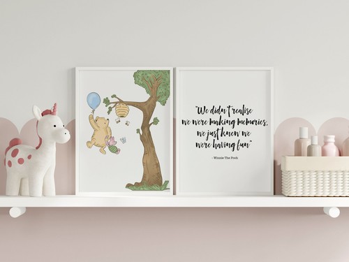 Set of 2 Winnie the Pooh Kids Room Playroom Wall Art Prints, Kids Decor - Picture 2 of 4