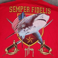 Guy Harvey Bluewater USMC Marine Semper Fidelis  T-Shirt Pocket Logo Graphic XL