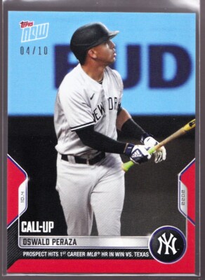 Oswald Peraza Yankees Call-Up Rookie Hits 1st MLB HR 2022 Topps Now 1013 Red /10