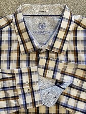 Bugatchi Mens Dress Shirt Long Sleeves Button Up XXL Shaped Fit Plaid Trendy