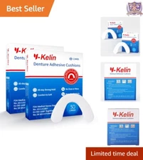Denture Adhesive Cushions Seaweed 30 Pads Strong Hold Comfort for Sore Gums