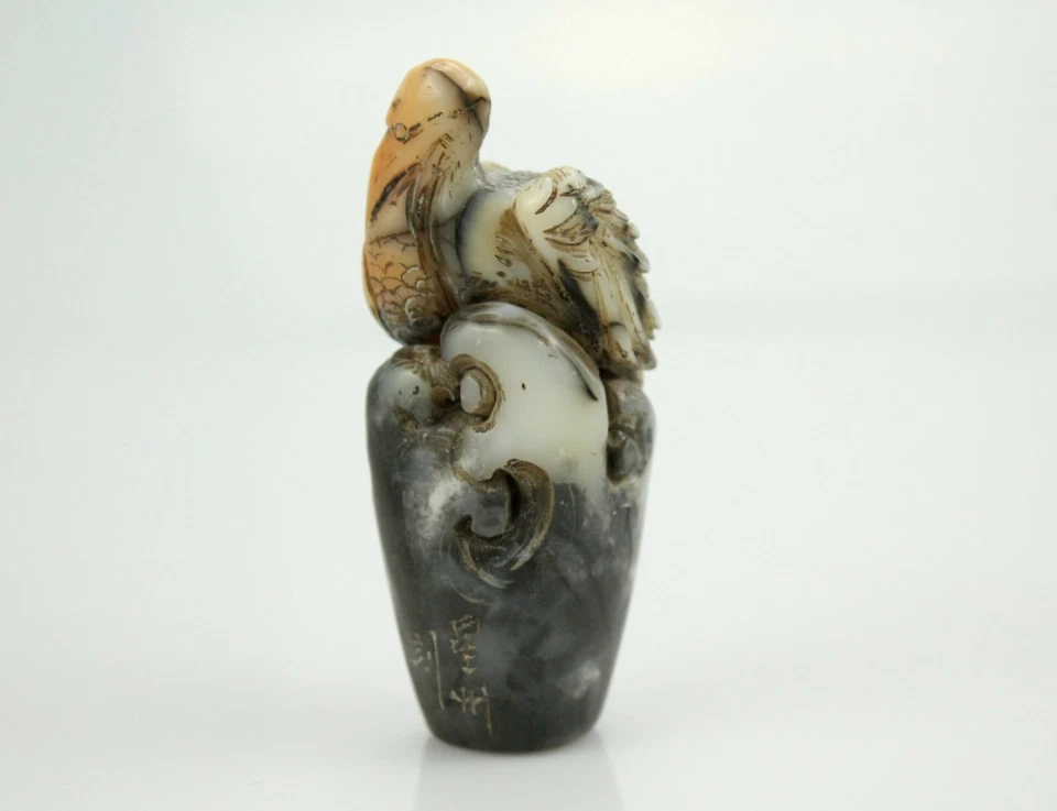 8 CM Sello Chino Piedra Shoushan Natural Sello Animal Grúa Pez Sello Foto 3 de 4