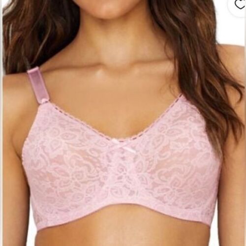 NWT Bali Women's N Smooth Stretch Lace Underwire Bra Df3432 - Hush Pink 34C