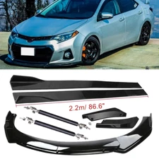 Front Bumper Lip Spoiler Splitter Body Kit+Side Skirt For 14-16 Toyota Corolla T