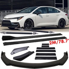 Front Bumper Lip Splitter 78.7"Side /Skirt Strut+Rods Body For Toyota Corolla
