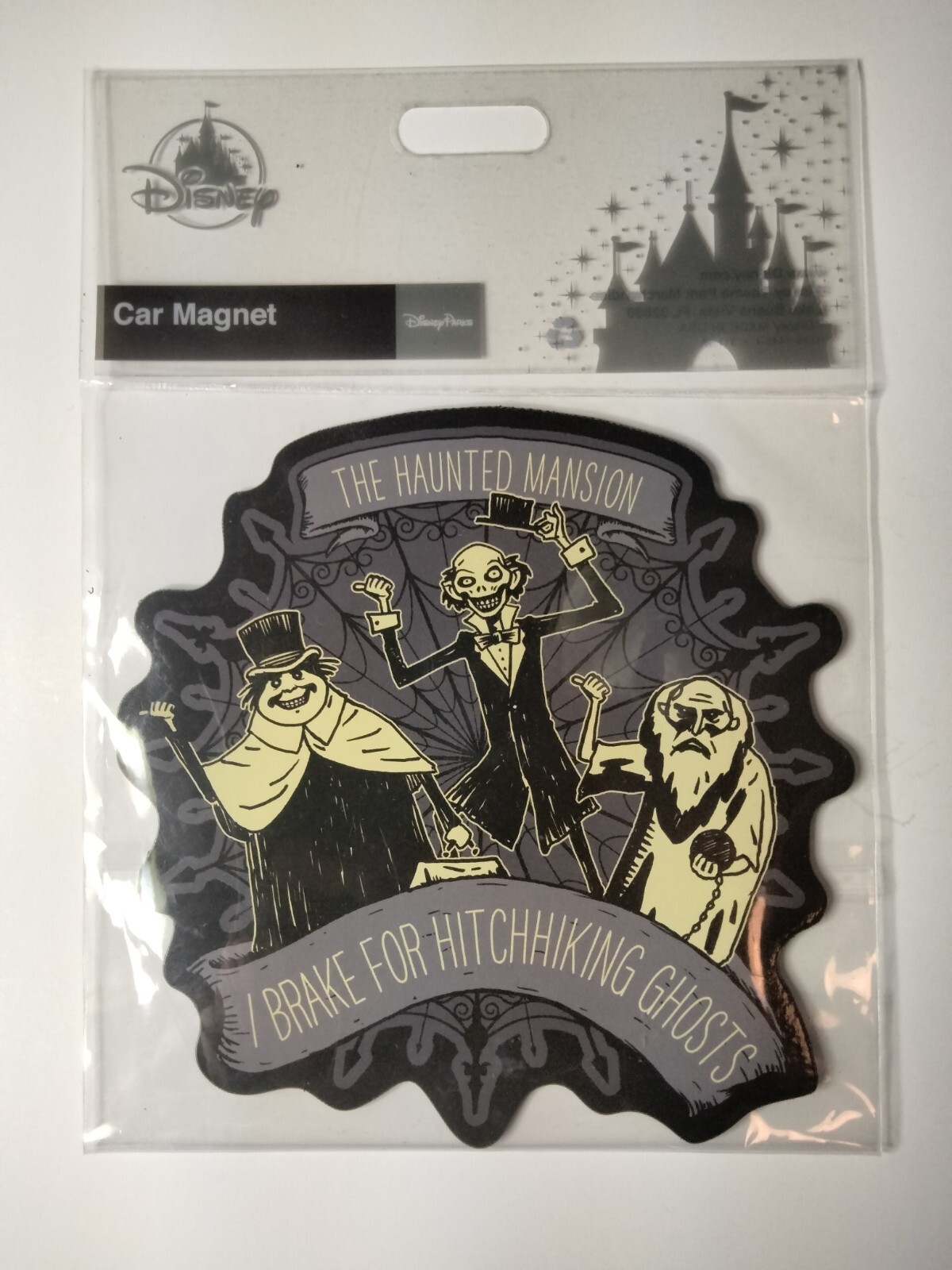Disney Parks The Haunted Mansion “I Brake For Hitchhiking Ghosts” Car Magnet