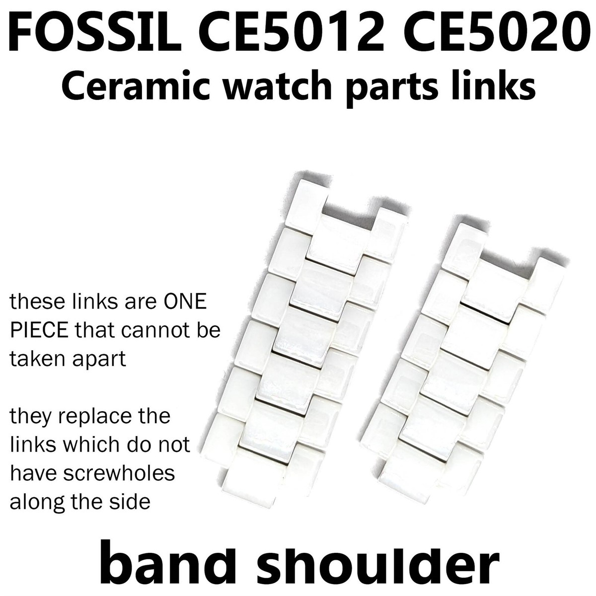 Fossil CE5012 CE5017 Grant Chronograph Ceramic watch parts men's white gray