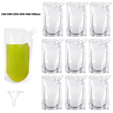 10Pcs 100-500ml Plastic Stand-up Drink Bags Spout Pouches For Liquid Juice Milk