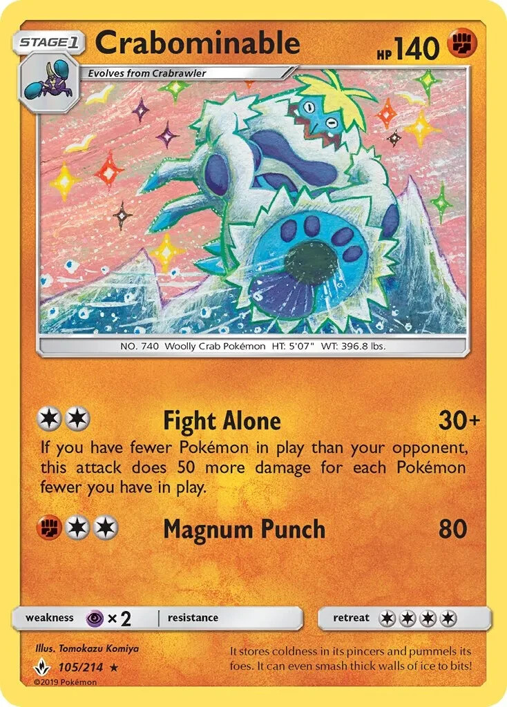 Crabominable 105/214 Rare SM - Unbroken Bonds Pokemon TCG