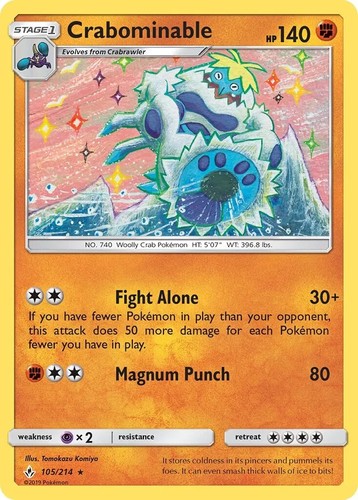 Crabominable 105/214 Rare SM - Unbroken Bonds Pokemon TCG